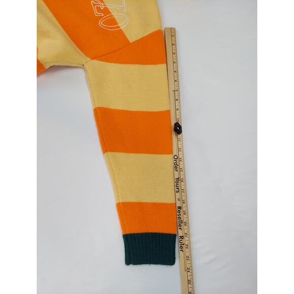 13De Marzo Polo Striped Teddy Bear Sweater Embroidered Orange Green Oversized M - Picture 7 of 10